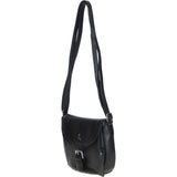 Leather Flap Shoulder Bag Black: Limerick