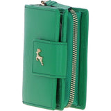 Ashwood Leather RFID Secure Wallet/Purse with Zip and Stud Closure Green: X-30