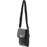 Ashwood Leather & Harris Tweed® Cloth Twist Lock Crossbody BagBlack/White: TW-31-012-BW