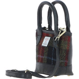 Ashwood Leather & Harris Tweed® Cloth Small Grab Bag Black/Green/Red: TW-63-07-BR