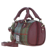 Ashwood Leather & Harris Tweed® Cloth Small Barrel Bag Wine/Mcload: TW-61-17-WM