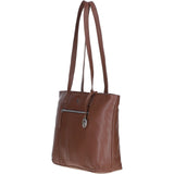Designer Leather Shoulder Bag with Secure Zip Pocket Cognac: Bray