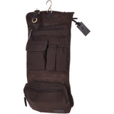 Vintage Oily Hanging Leather Wash Bag Brown: LIAM