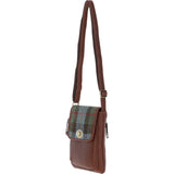 Ashwood Leather & Harris Tweed® Cloth Twist Lock Crossbody Bag Tan/Mcload: TW-31-02-TM