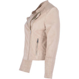 Leather Biker Jacket Cream: N-31