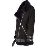 Womens Oversized Sheepskin Flying Jacket Black/Snuff: KB-20091