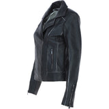 Ladies biker Jacket with Zippered Pockets Black: AWL-621