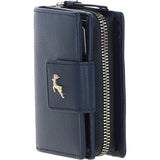 Ashwood Leather RFID Secure Wallet/Purse with Zip and Stud Closure Navy: X-30