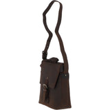 Tablet Friendly Medium Vintage Leather Messenger Bag Brown: Monti