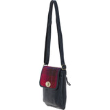 Ashwood Leather & Harris Tweed® Cloth Twist Lock Crossbody Bag Navy/Pink: TW-31-06-NP