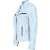 Leather Biker Jacket White: G 2131