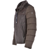 Leather Sheepskin And Padded Material Jacket Olive/Brown : Trap-Enzo