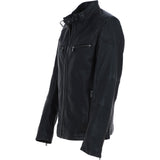 Mens Real Leather Biker Jacket Black: AWM-Lent