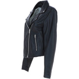 Women’s Genuine Leather Slim Fit Biker Jacket Black: Caro
