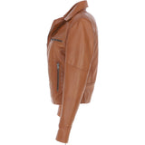 Ladies Ashwood Leather Biker Jacket Tan: AWL-1991