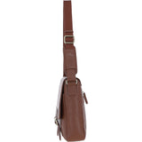 Gabicci Leather Messenger Bag with Striped Detail Tan: GB-64951