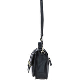 Elegance Satchel Leather Hangbag Black: M-89