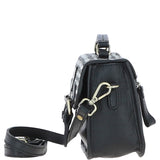 Ashwood Leather & Harris Tweed® Cloth Small Satchel Bag Black/White: TW-67-12-BW