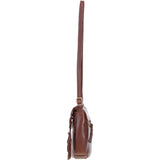 Leather Flap-Over Crossbody Bag Cognac: Violet