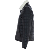 Ashwood Men’s Real Leather Puffer Jacket in Regular Fit with Faux Fur Collar Black: AWM-Puffer