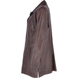 Womens Single Breasted Oversized Leather Coat Mid Brown/app: IVONNE 2