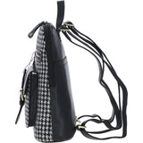 Exquisite Ashwood Leather & Harris Tweed® Cloth Backpack Black/White: TW-25-012-BW