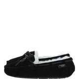 Women's Classic  Suede Sheepskin Moccasin Slippers Black/White: LADIES MOCCASSINS