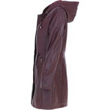 Stylish Ashwood Leather Ladies Three Quarter Jacket Burgundy: Emilia