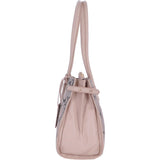 Suede Snake Print Long Handled Three Section Shoulder Bag Pink – 62676