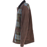 Ashwood Leather x Harris Tweed Men's Buff Lamb Leather Jacket with Corduroy Collar Brown/Mcload: TW-903-01-BM