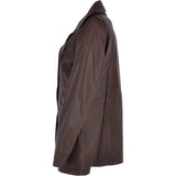 Womens Single Breasted Leather Coat Mid Brown/app: ESMARALDA