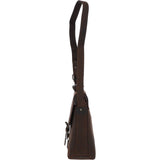 Tablet Friendly Medium Vintage Leather Messenger Bag Brown: Monti