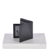 Vegetable Tanned 8 Card, ID & Coins & Zip Billfold Tab Leather Wallet Black : 1258-VT