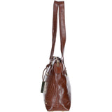 Velutto Eleganza' Zip Mid Section Real Leather Shoulder Bag Cognac/croc: 52234
