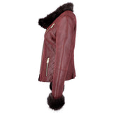 Short Toscana Biker Style Sheepskin Jacket Bordeaux: 8114
