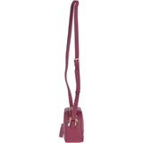 Zip Around 2 Section Small Leather Cross Body Bag Fuchsia – 62103