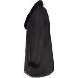 Luxury 4 Button Single Breasted Mink Collar and Sheepskin Coat Black: KE-224 MINK