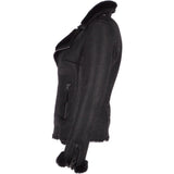 Womens Luxury Shearling Jacket Black/ Blk: P-47