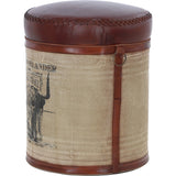 Ashwood Leather Bull Stool Brown/Grey: KI-211