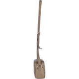 Zip Around 2 Section Small Leather Cross Body Bag Pewter: 62103