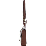 Ashwood Leather & Tweed Crossbody Bag Tan/Green Check: TW-24-010-TGNH
