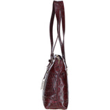 Velutto Eleganza' Zip Mid Section Real Leather Shoulder Bag Bordo/croc: 52234