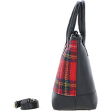 Ashwood Leather & Harris Tweed® Cloth Large Grab Bag  Black/Red: TW-64-14-BR