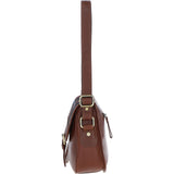 Elegant Ashwood Leather & Harris Tweed® Cloth Crossbody Bag Tan/Green/Red: TW-27-08-TR