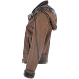 Short Hooded Sheepskin Flying Jacket Tobacco: 10245