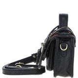 Ashwood Leather & Harris Tweed® Cloth Micro Satchel Bag with Twist Lock Black/Green/Red:TW-36-07-BR