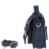 Stylish Ashwood Leather Medium Satchel Bag Navy: Y-62