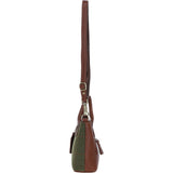 Ashwood Leather & Tweed Handbag with Removable Crossbody Strap Tan/Green Check: TW-21-010-TGNH