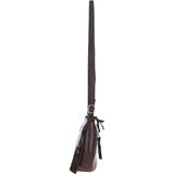 Leather Compact Crossbody Bag Brown: Naomi