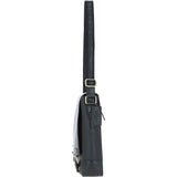 Classic A4 Leather Flap-Over Messenger Bag Black: Q-43